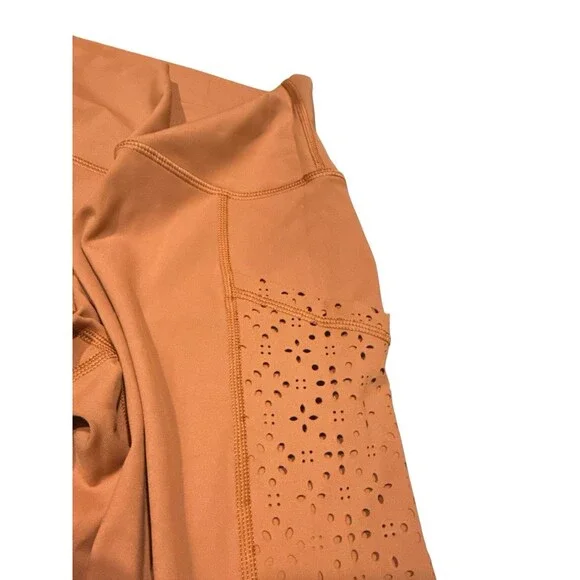Aerie Rust Orange Laser Cut Side Panel Pocket Leggings Size Small High Rise - Picture 3 of 8